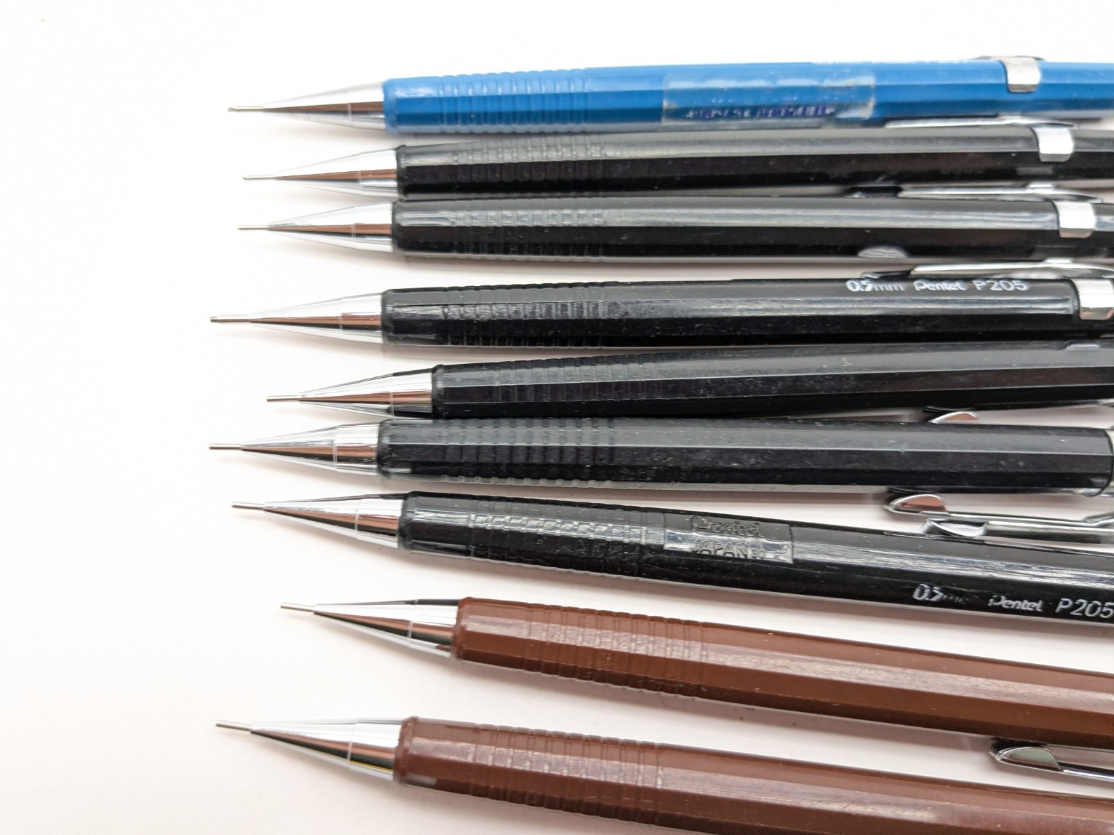 Pentel mechanical pencil p203 Brown 0.3mm Black Pencil p205 05mm lot of 10