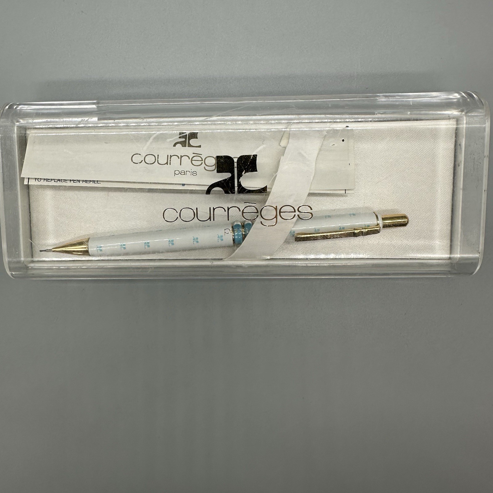 Courreges Mechanical Pensil 0.05mm Logo Blue White Gold