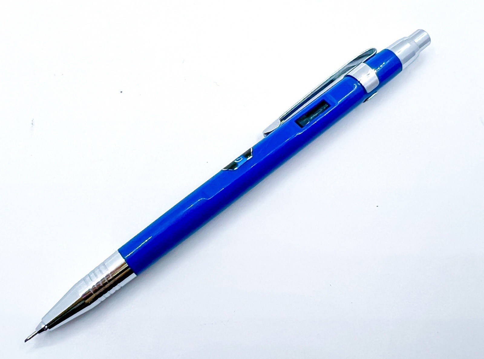 NOS Platinum Double Push Knock Mechanical Pencil Retractable Side Click Blue