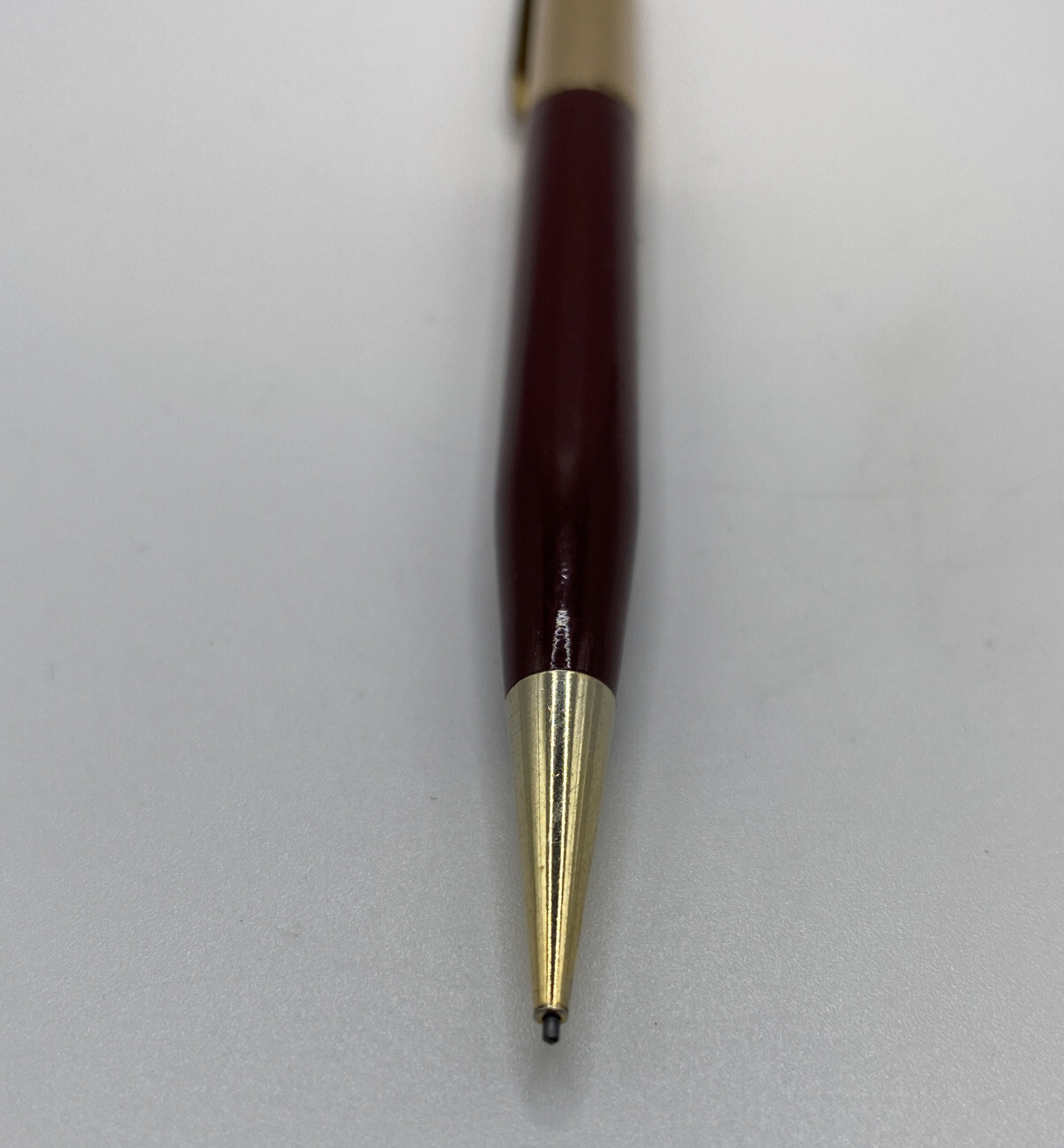 Vtg SHAW BARTON ADVERTISING MECH PENCIL MAROON & GOLD – AE Anderson Buffalo, NY