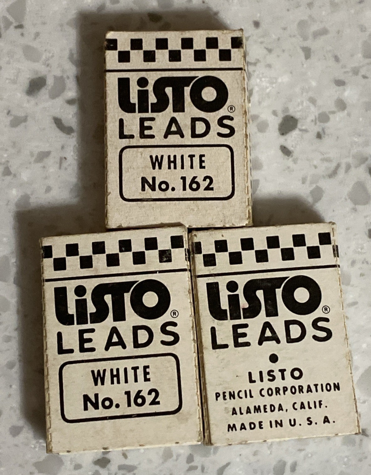 Vintage Listo Marking Leads No 162 White 3 Boxes w/6 Leads each 18 Total NOS