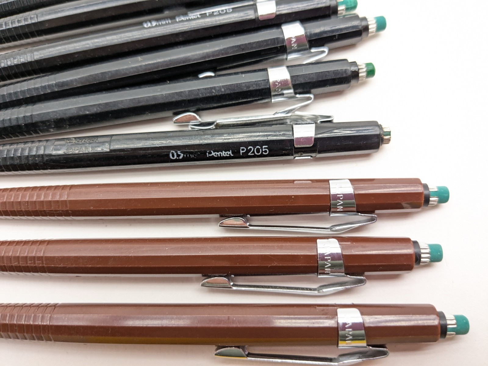 Pentel mechanical pencil p203 Brown 0.3mm Black Pencil p205 05mm lot of 10