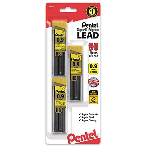 Pentel Super Hi-Polymer Lead Refills, (0.9 mm), Single 3 Count (Pack of 1)