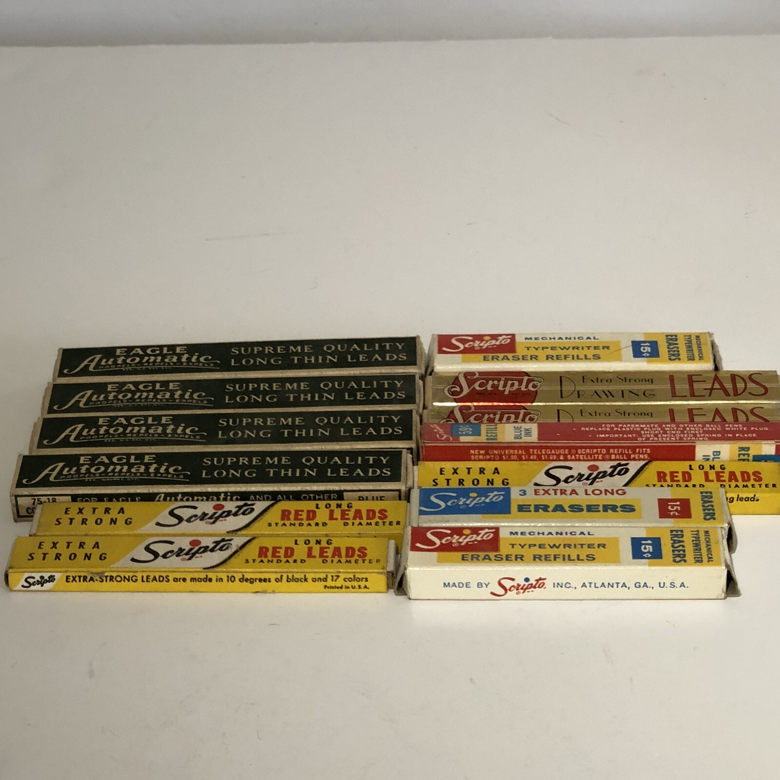 Vintage Pencil Lead & Eraser Mixed Lot Of 13 Scripto American Eagle