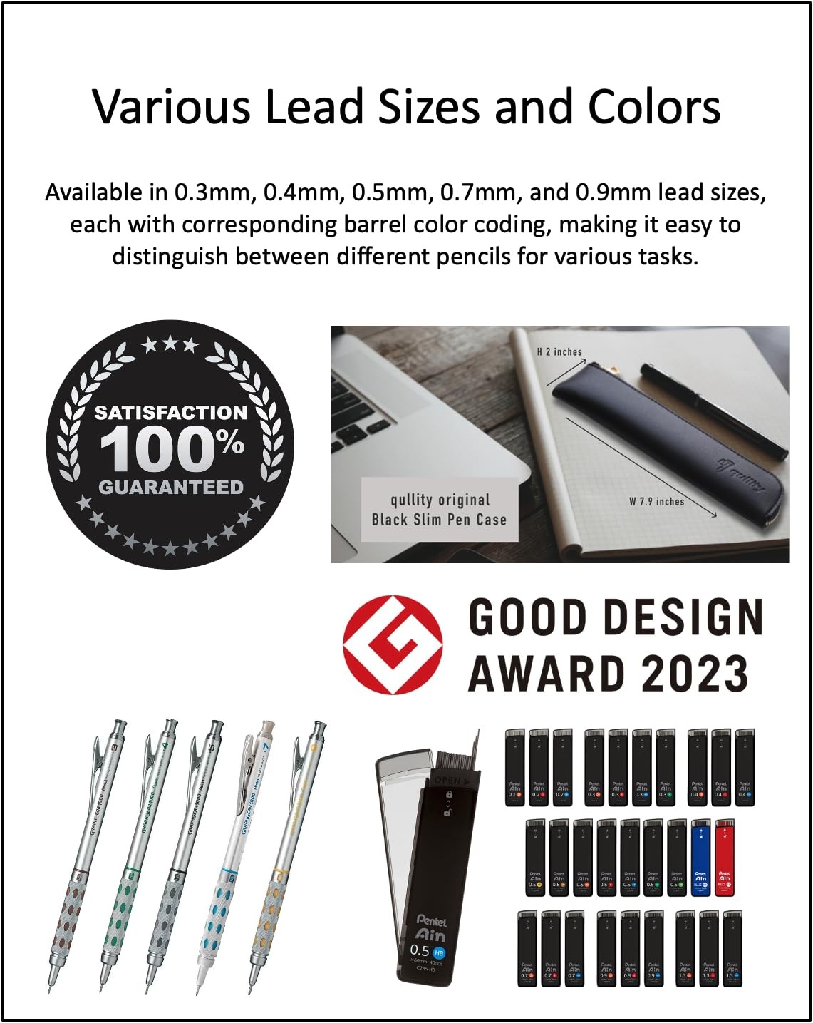 Graph Gear 1000 Mechanical Drafting Pencil Set (0.3mm / 0.4mm / 0.5mm / 0.7mm…