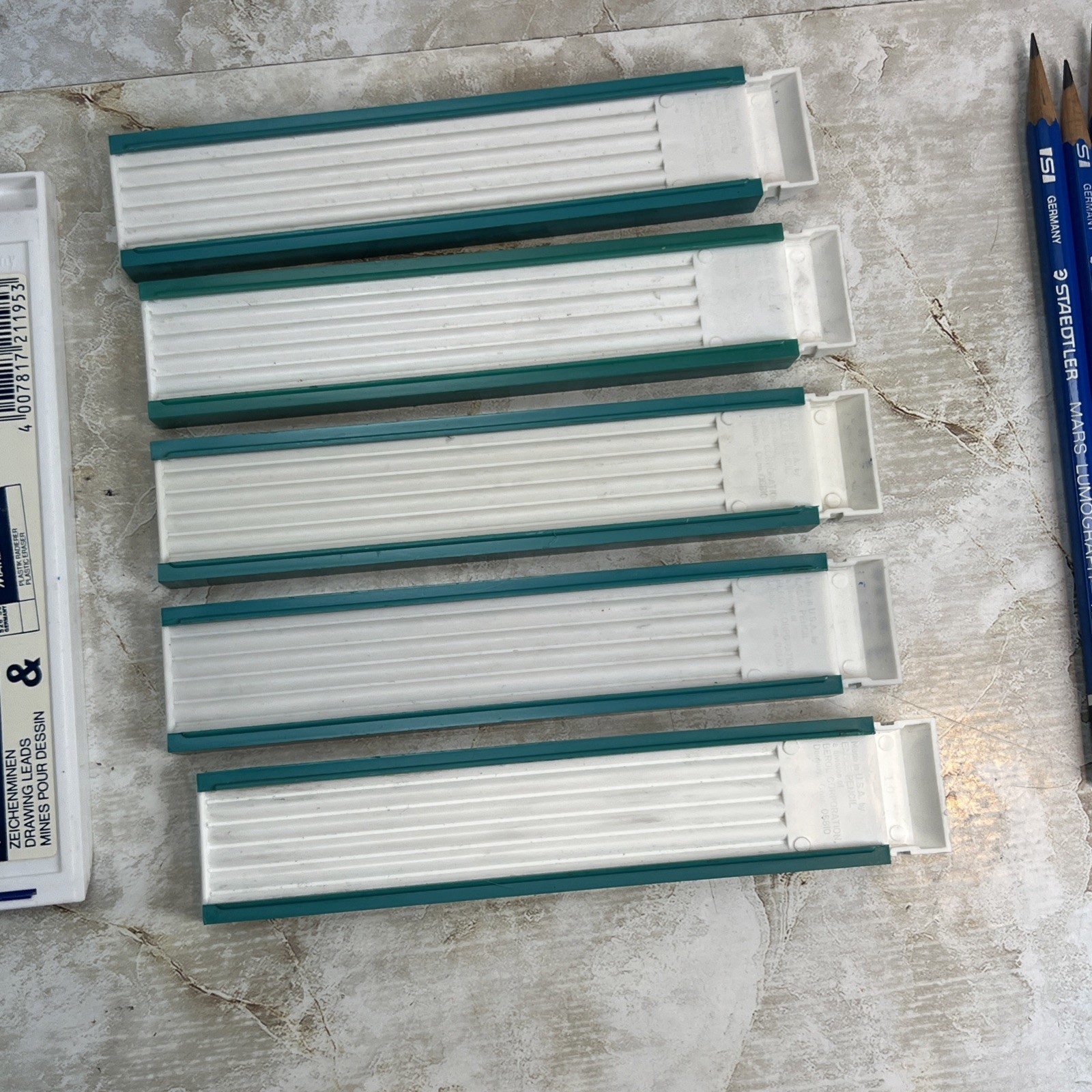 Lot Of Berol Turquoise Eagle & Staedtler Drawing Leads/Pencils Germany Artwork