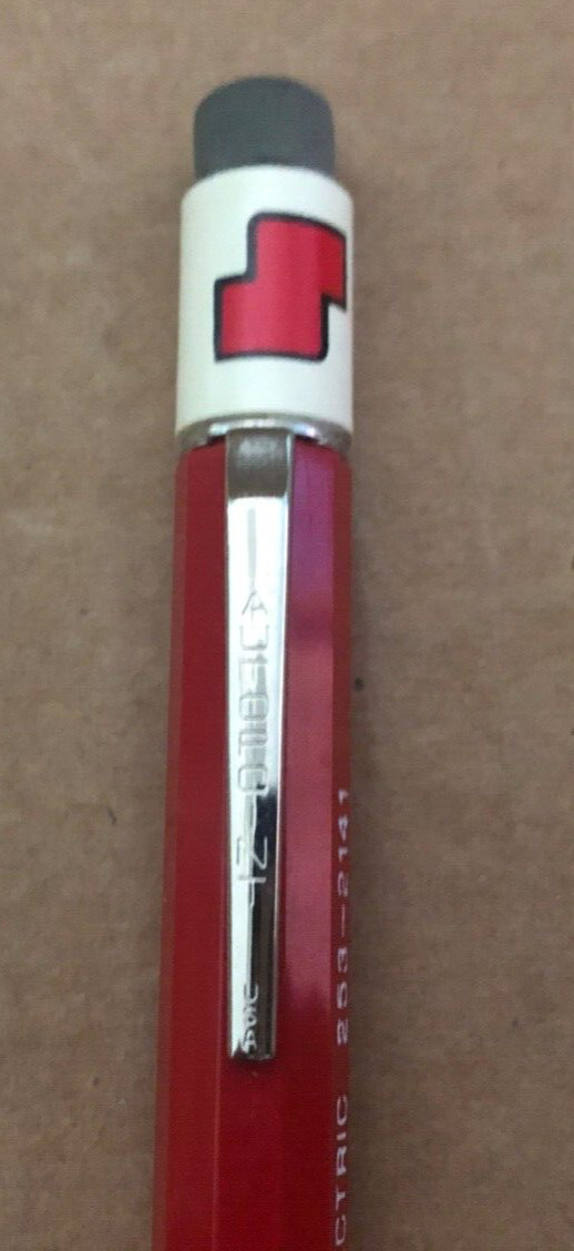 Vintage AUTOPOINT USA Mechanical Pencil SACKS ELECTRIC logo red white