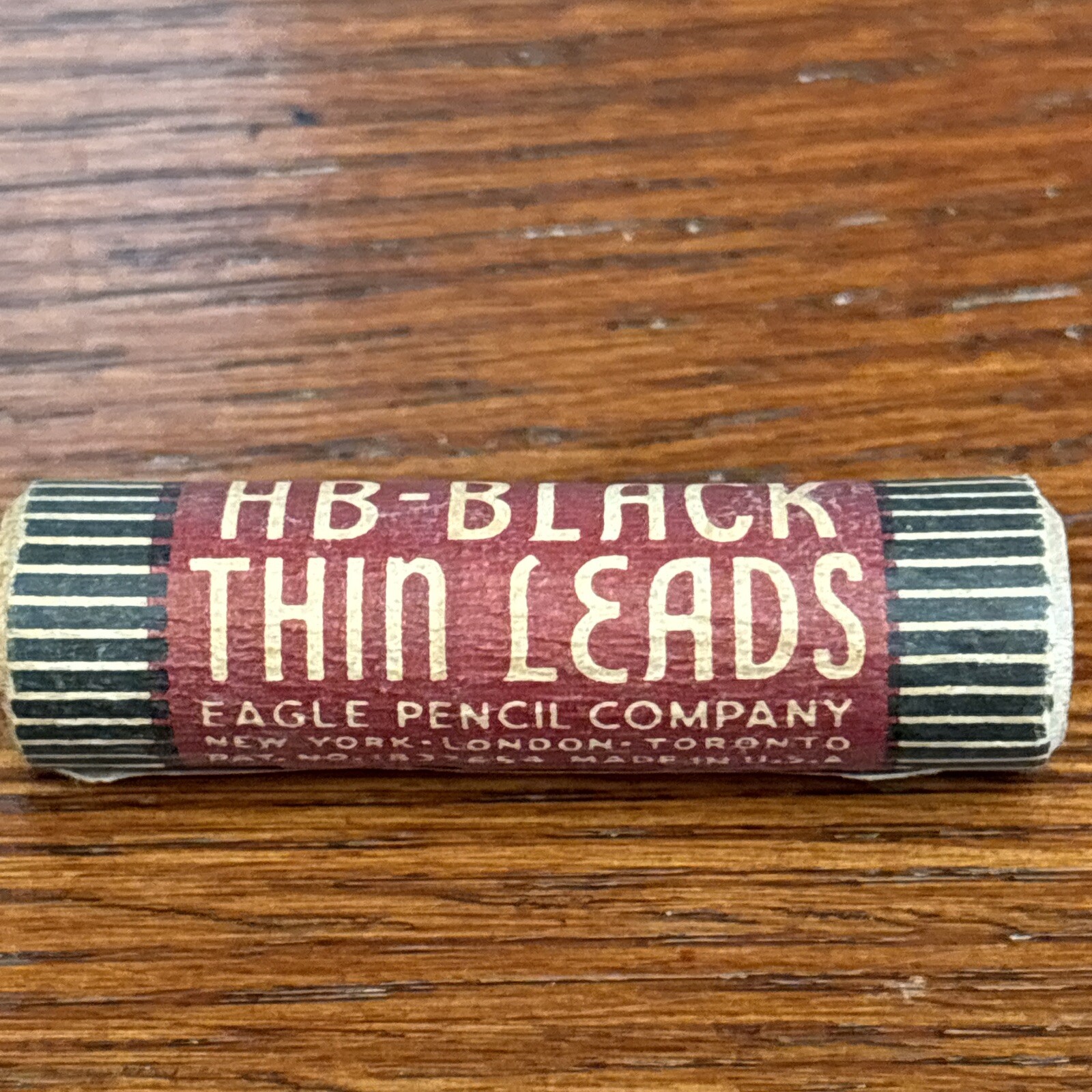 Vintage EAGLE Pencil Co. HB Black Mechanical Lead 1.18mm NOS 18 Pc Wood Tube USA