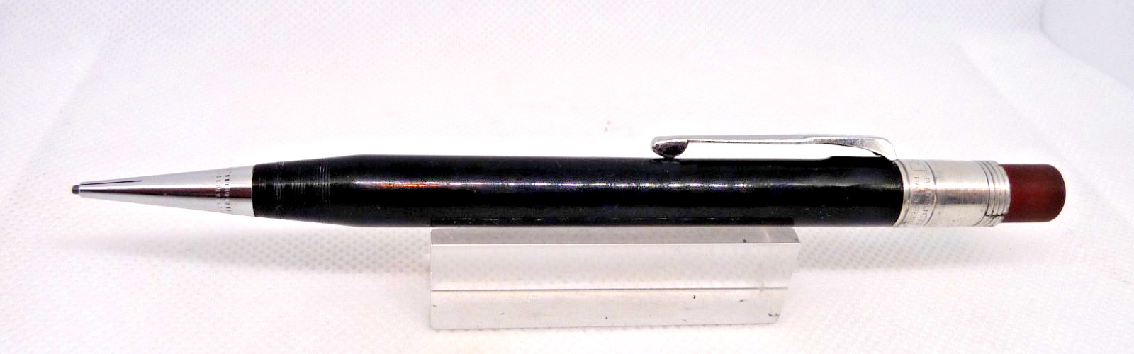 Lyncraft Black and Chrome l.l mm Pencil-working-sales sample imprint on pen
