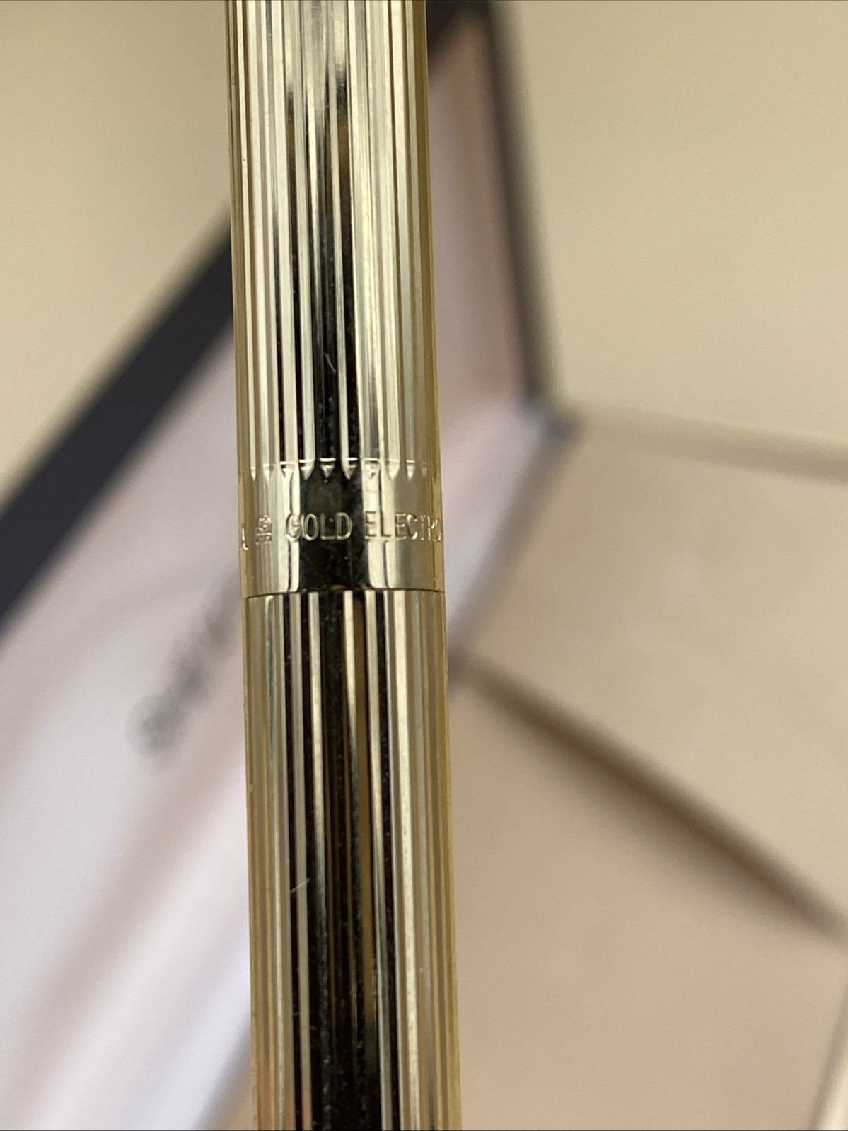 Vtg Sheaffer Gold Electroplated White Dot Mechanical Pencil Fluted wth Box