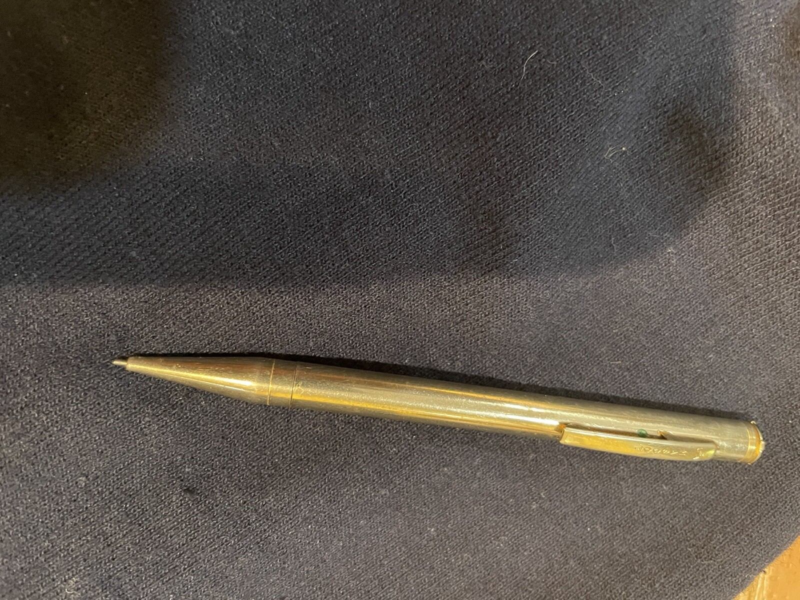 Vintage Gold Plated Mechanical Pencil Stamped Mascot USA & Enamel Flowers