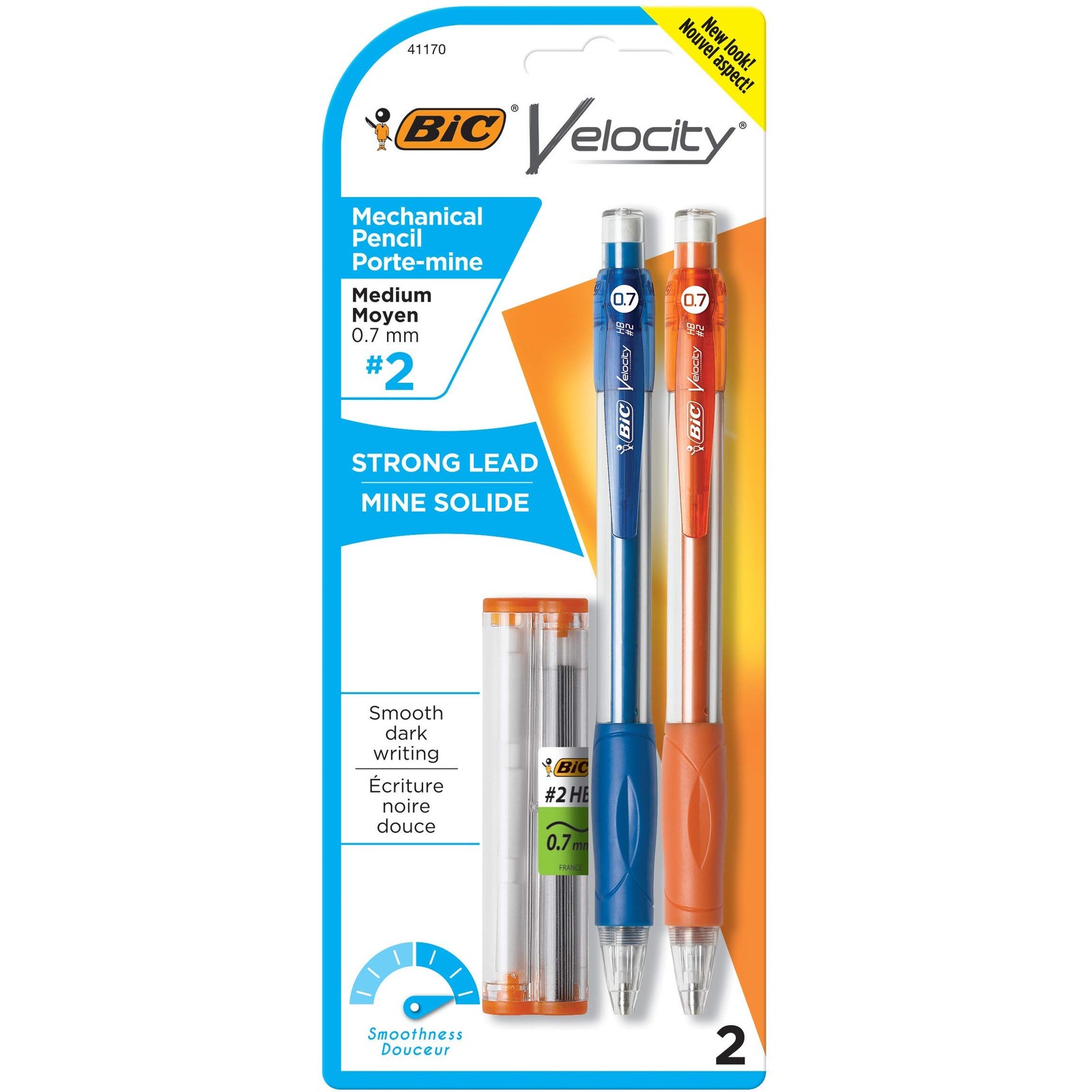BIC Velocity No2 Mechanical Pencils 0.7mm Medium Point 2 Count Pack with Erasers