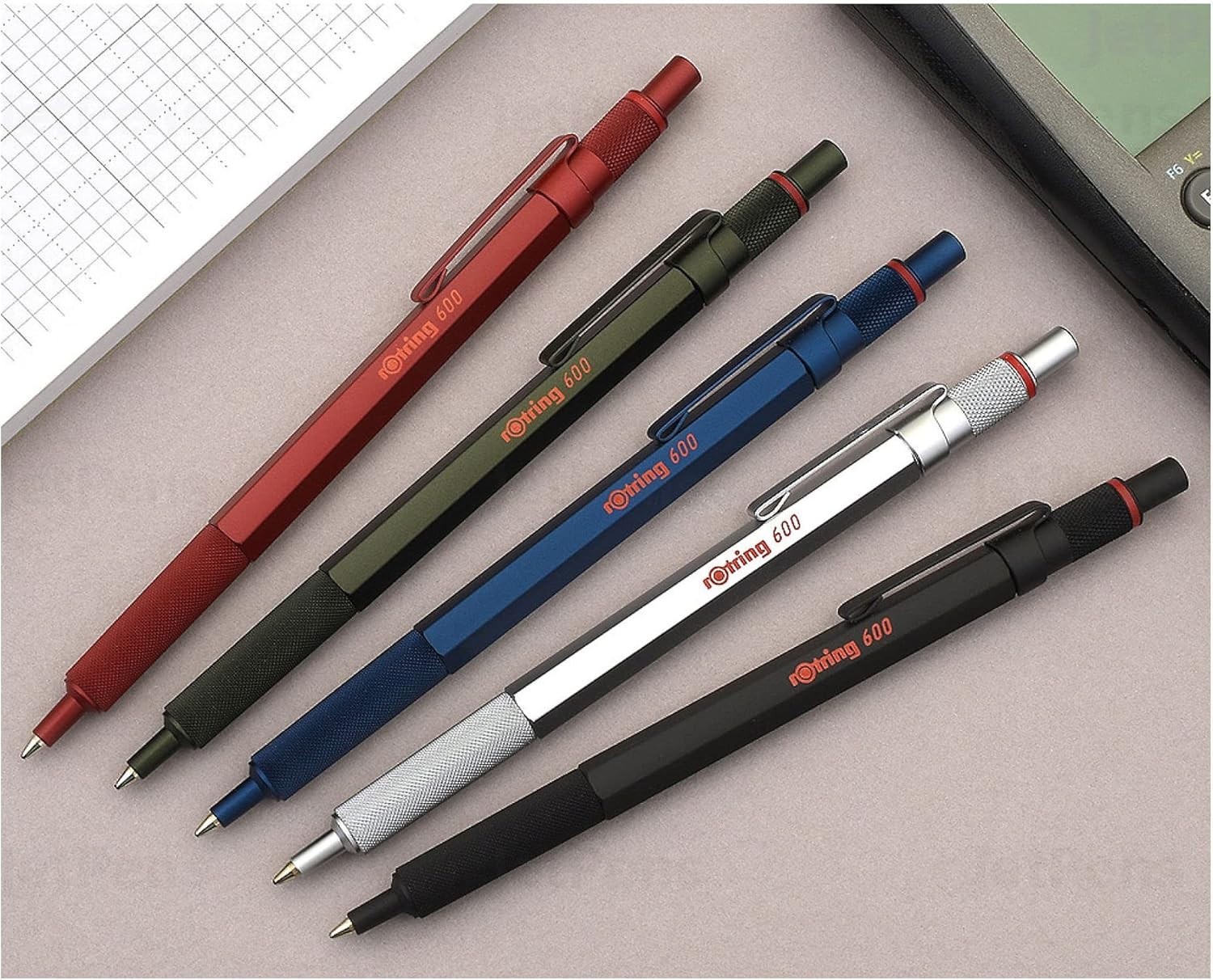 rOtring 600 Precision Mechanical Pencil Metal Barrel Hexagonal Grip Red 1 Count