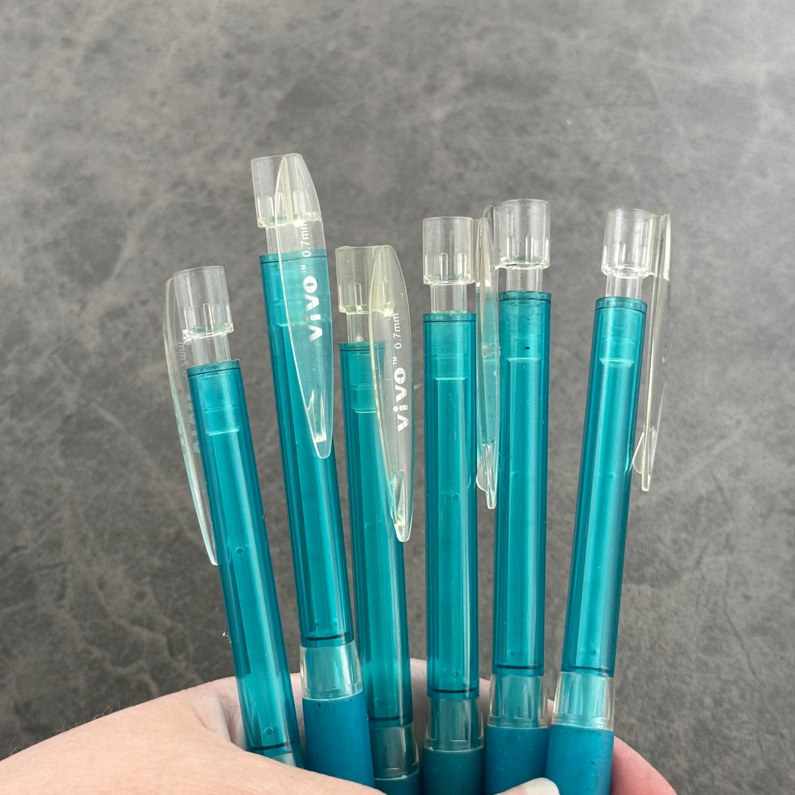 Vivo Aqua Blue Mechanical Pencil Lot x6, Vintage Writing & Drawing – 0.7mm Lead