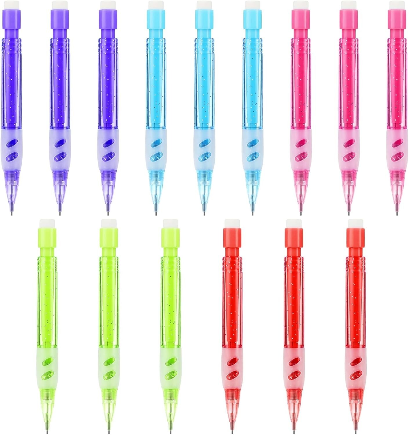 15 Pcs Mini Mechanical Pencils 0.7 mm Automatic Multicolor