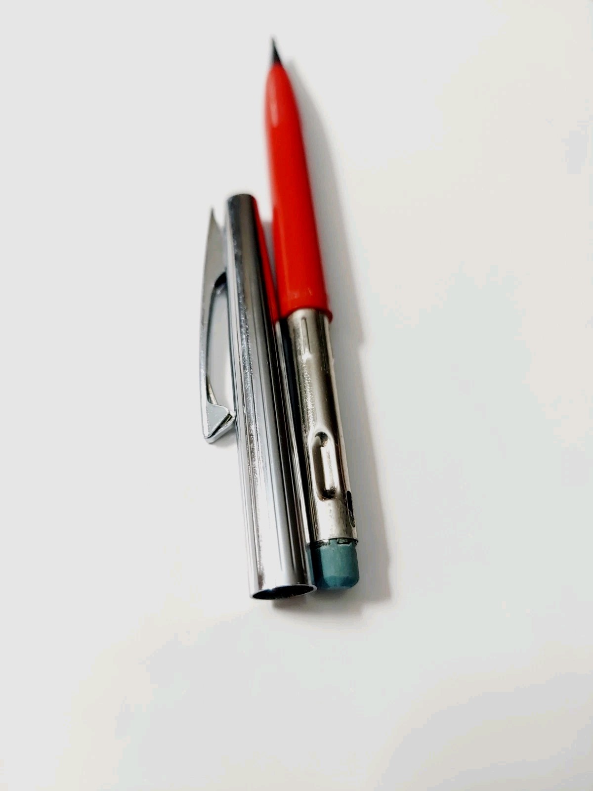 Vintage 1960s Red Sheaffer Mechanical Pencil Chrome Cap 5″