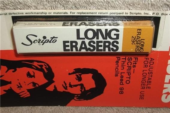 3 SCRIPTO J169 EXTRA LONG ERASERS THIN LEAD 98 MECHANICAL PENCIL NOS SEALED BOX