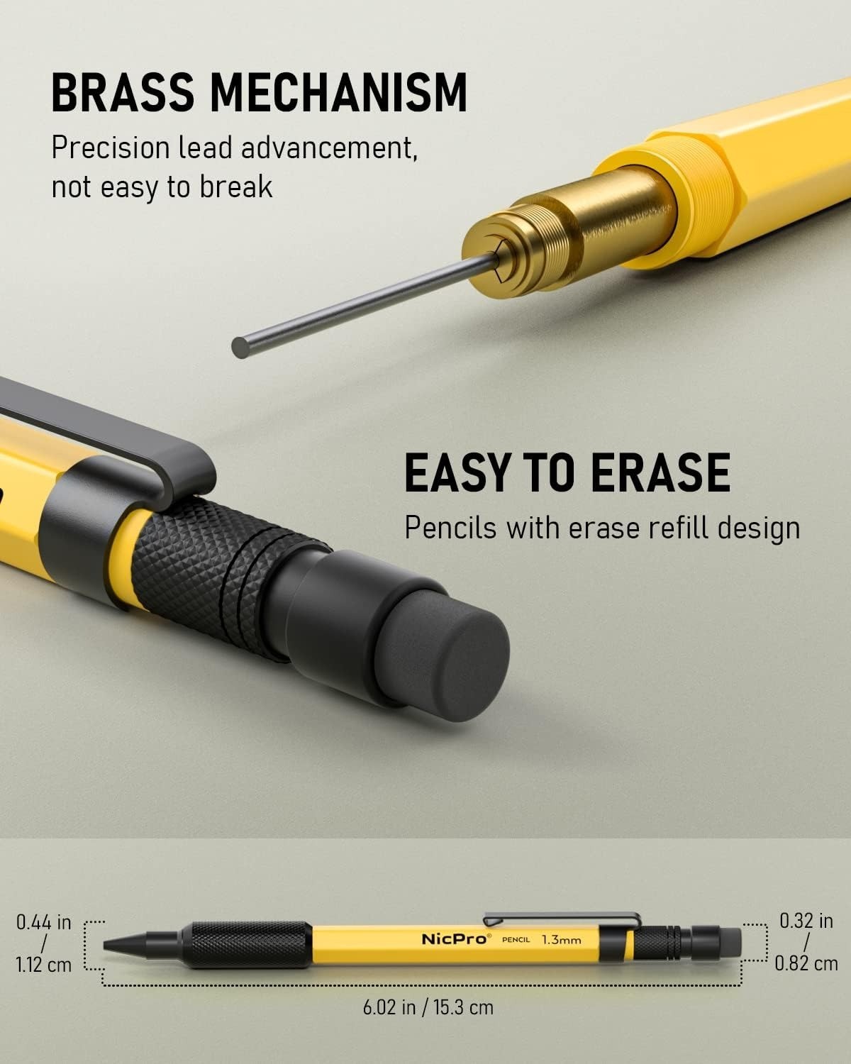 1.3mm Mechanical Pencil Set Weatherproof Metal Carpenter Woodworking Drawing New
