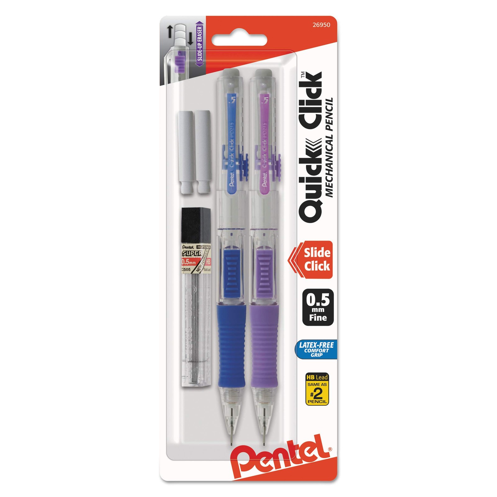 Pentel Quick Click Mechanical Pencil 5 Piece Set 2 Pack Assorted Colors