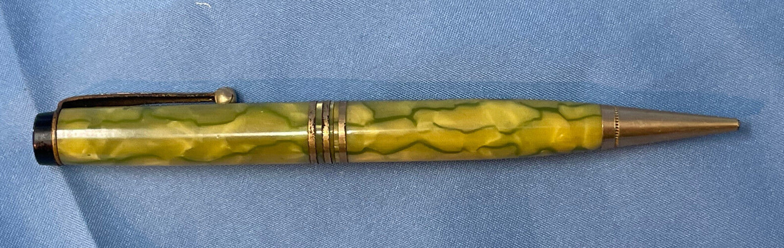 Vintage PARKER Yellow & Green Marbled mechanical pencil monogrammed NN