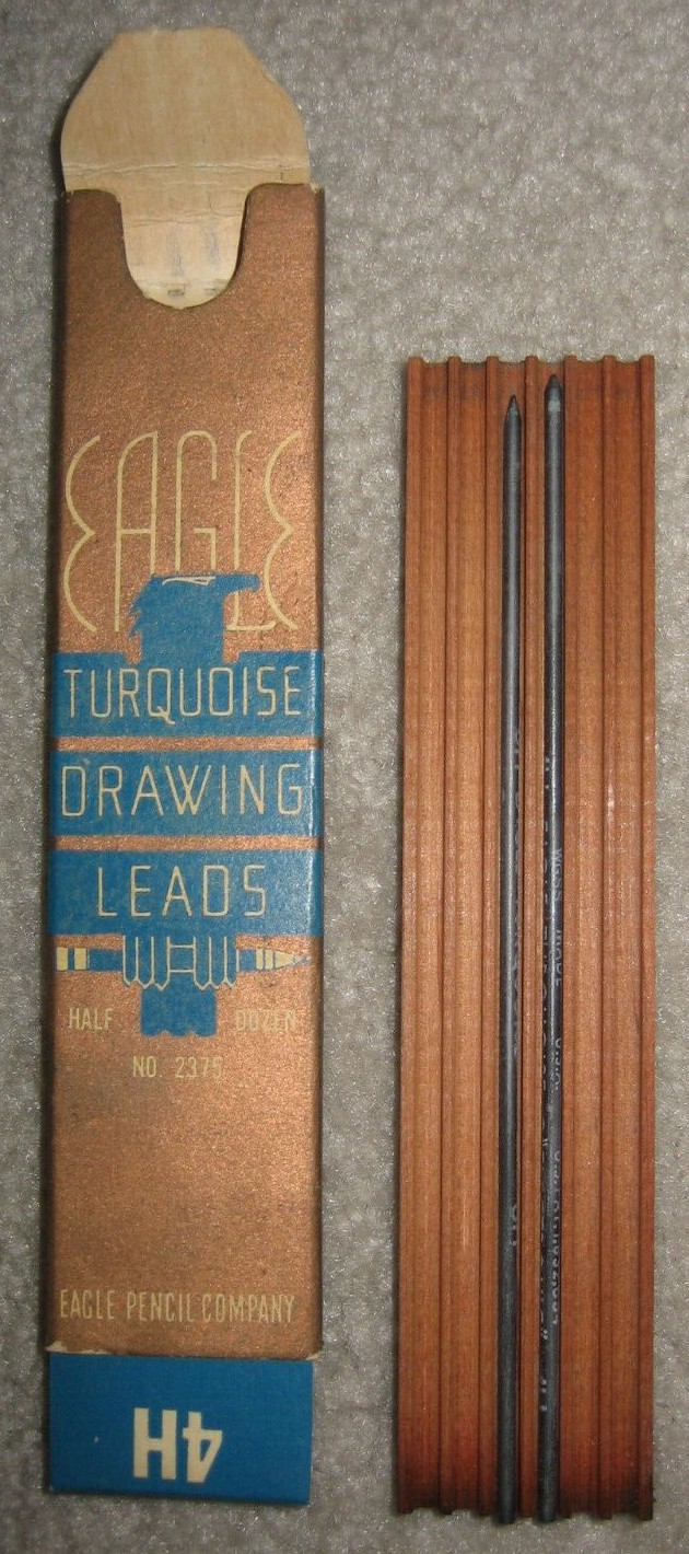 Vintage Eagle Turquoise Drawing Leads #2375 4H, 2 of 6 Count Remain, 1935