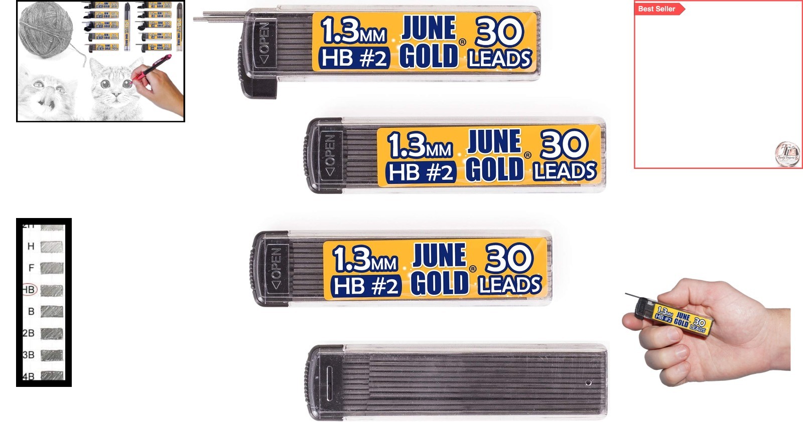 120-Count 1.3mm HB Graphite Lead Refill Set with Elegant Dispensers