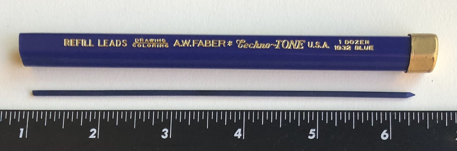 Vintage A. W. Faber Castell Techno-TONE 2mm BLUE Drawing Lead 12 Pack Tube USA