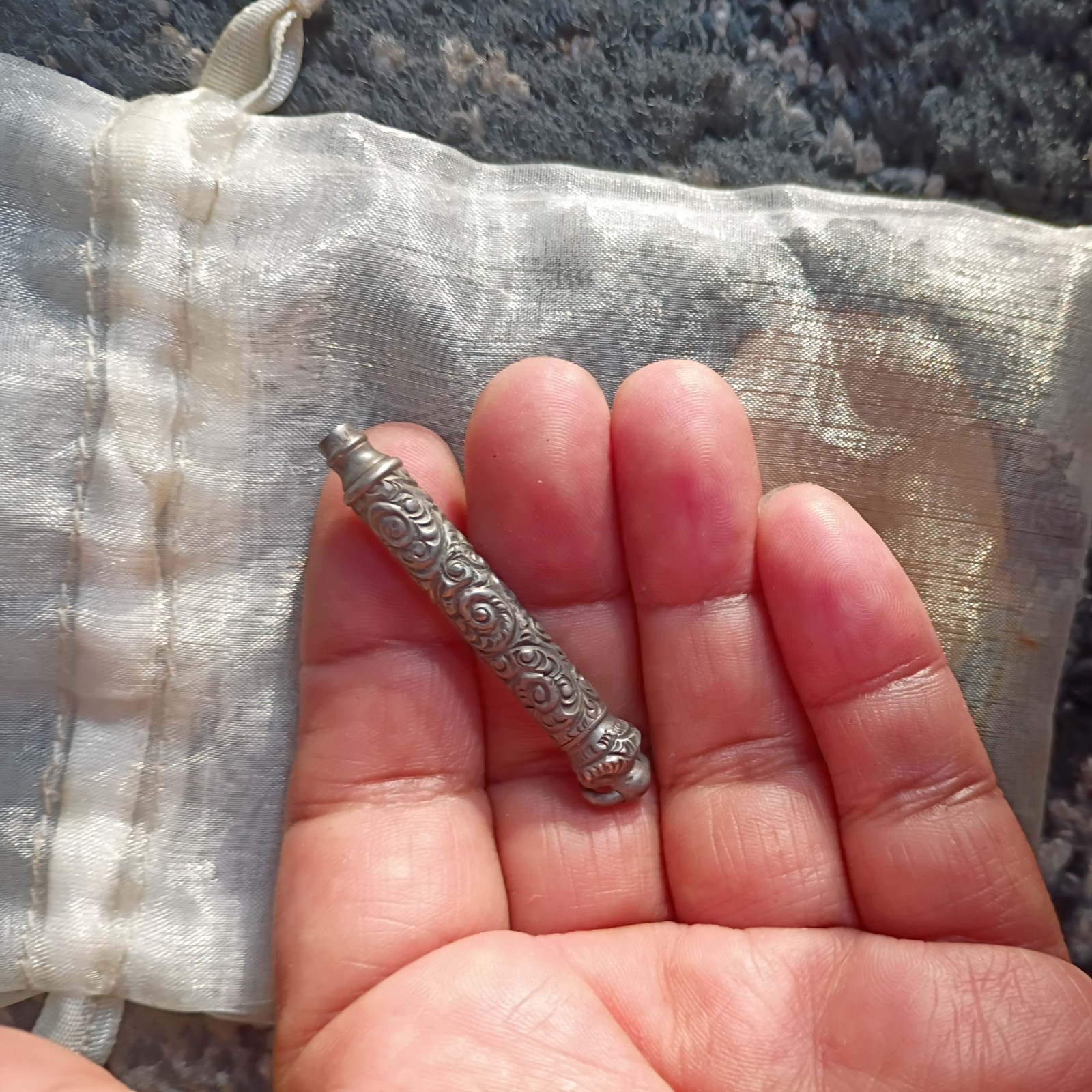 Antique Victorian sterling silver mechanical pencil 1800s Chatelaine