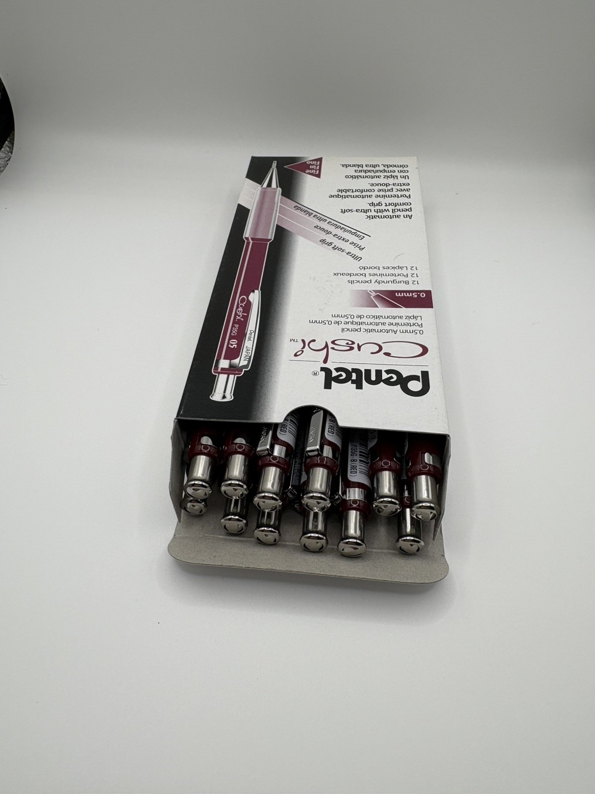 Box of 12 VINTAGE PENTEL PENCILS: “CUSHI” P35G 0.5mm – MADE IN JAPAN – New-Rare