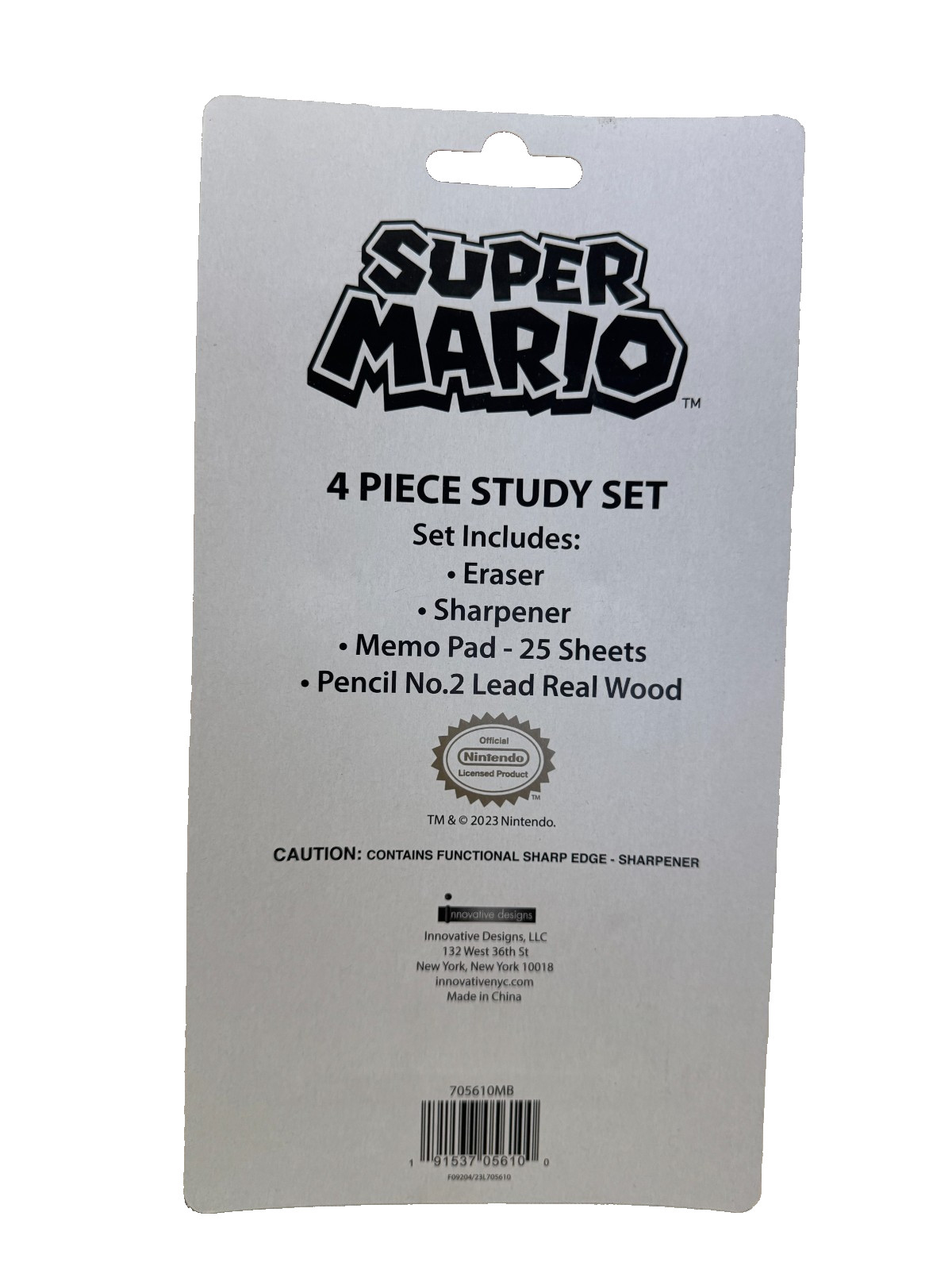 2 Pack Super Mario 4 Piece Study Set, Pencil, Memo Pad, Eraser & Sharpener