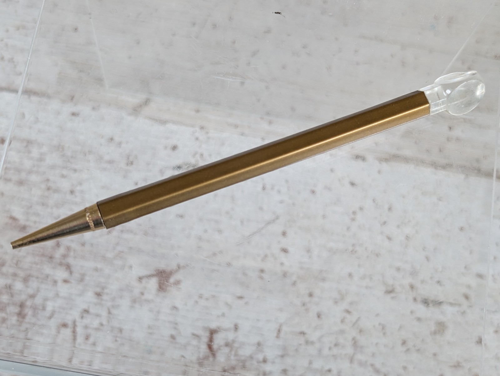 Vintage Stick Magnetic Mechanical Twist Pencil Peal Gold Bulb Top Pat 2505075