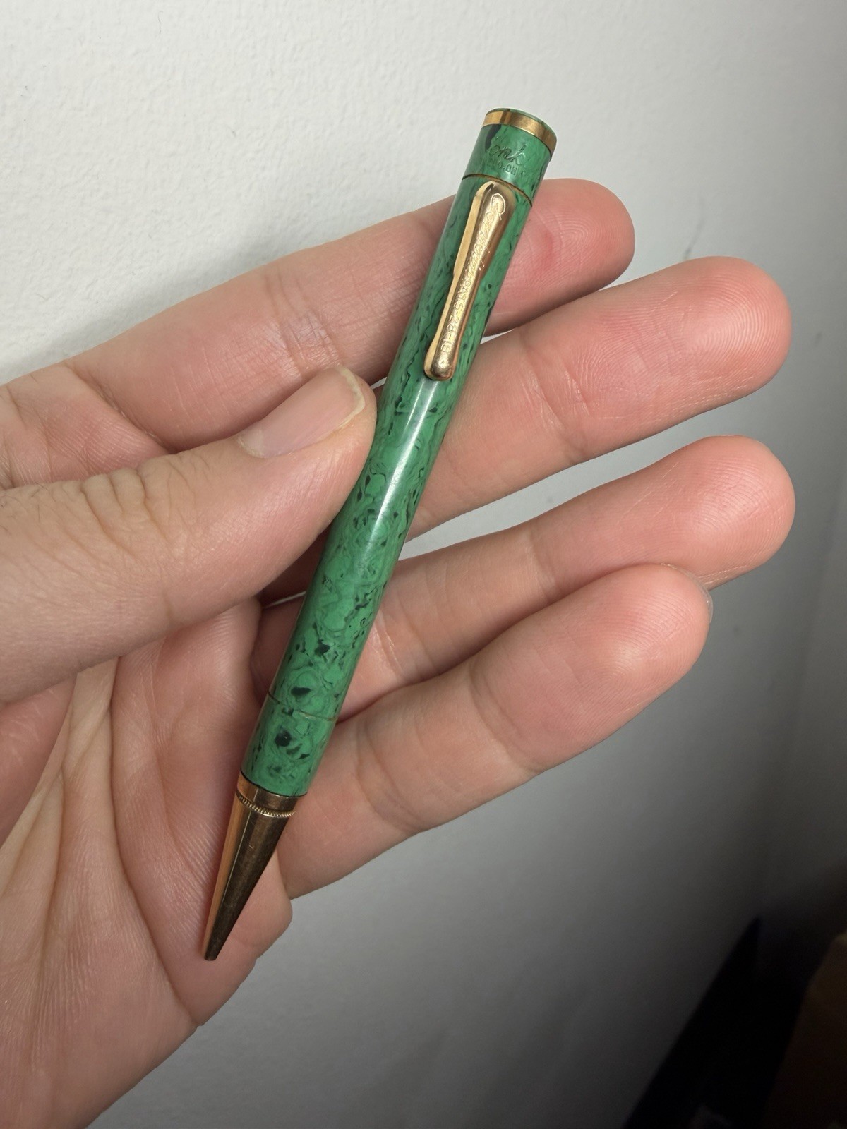Vintage Conklin Endura Mechanical Pencil Green Marble (Missing Top Cap- READ!)