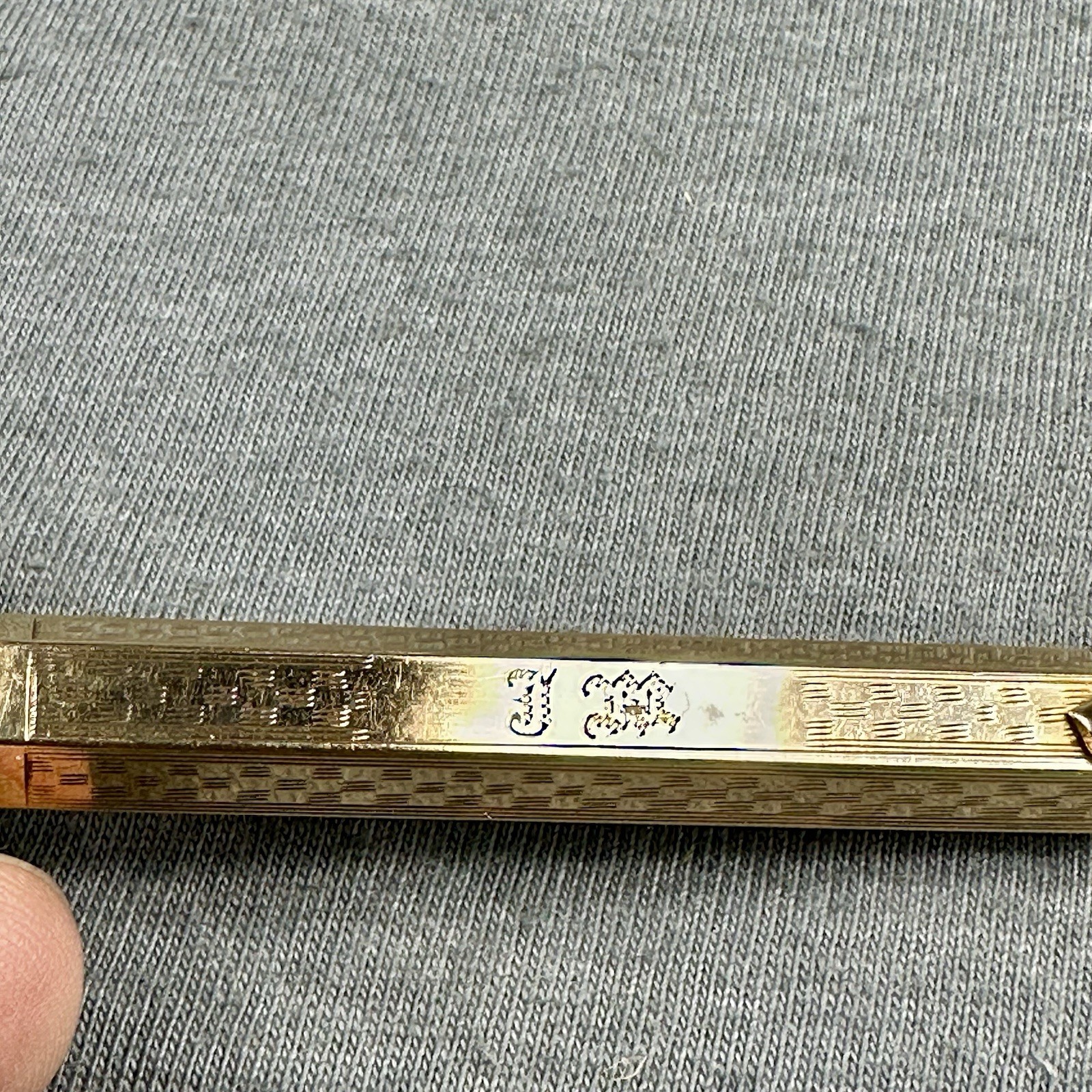 Mabie Todd & Co. Early Hexagonal Pencil Ring Top w/Bail Gold Filled Fyne Poynt