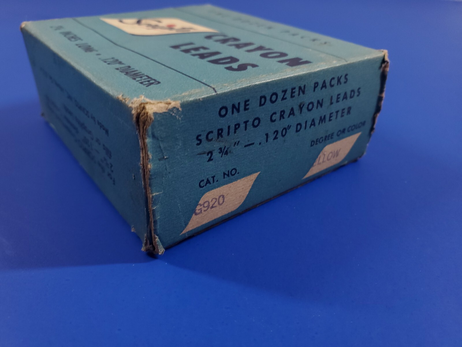 Vintage Scripto Mechanical Pencil Crayon Leads Advertising 12 Boxes YELLOW