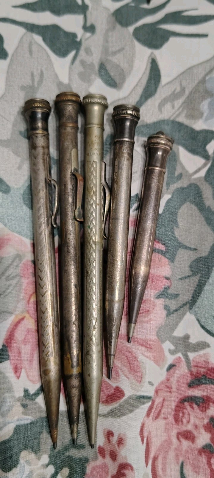 Lot Of 5 Wahl Eversharp, Superite Silver Plated Mechanical Pencil Made In USA