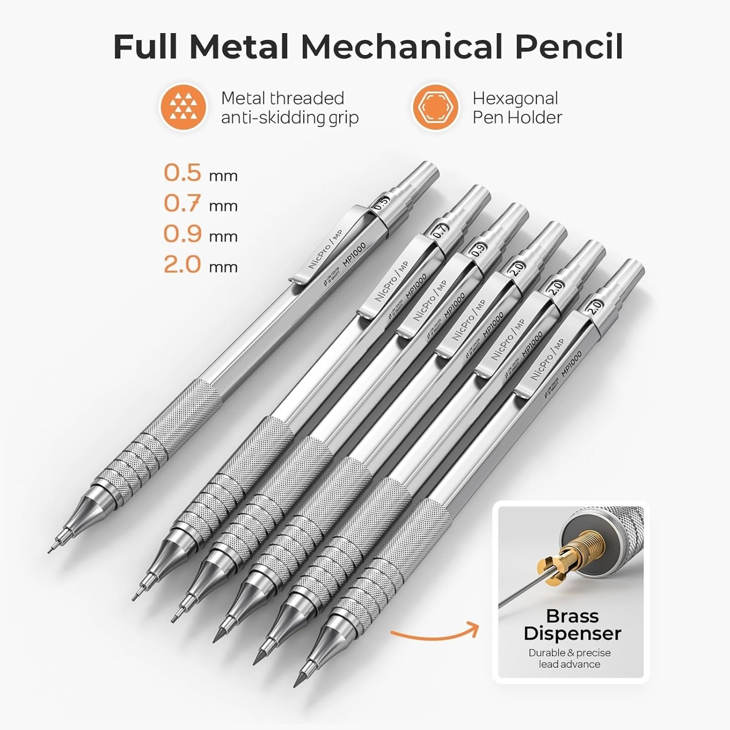 Set 30 PCS Lapices Mecanicos Metalicos Con Estuche Minas Para Dibujo Y Escritura