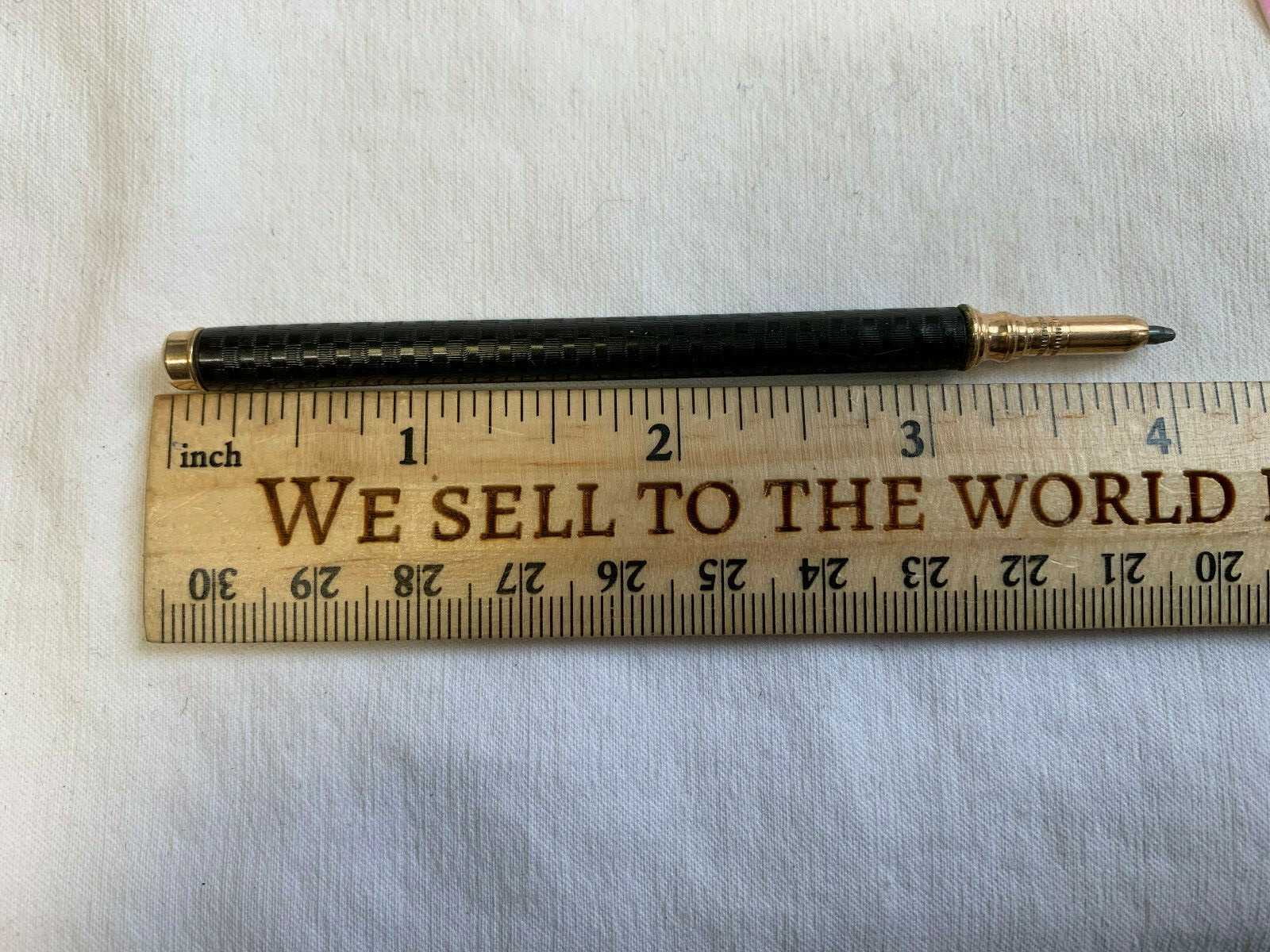 Vtg Mechanical Pencil Gold Filled Embossed Design Leather Wrapped