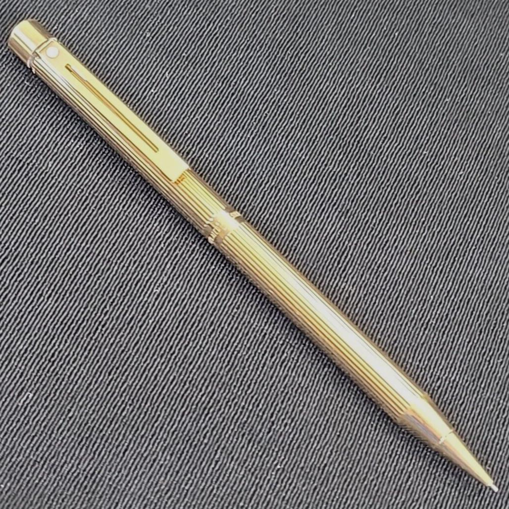 Vtg Sheaffer Mechanical Pencil 23kt Gold Electroplate White Dot Ribbed Twist USA