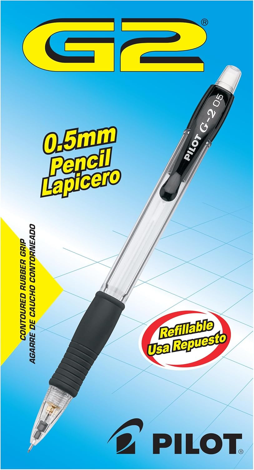 G2 Mechanical Pencils, 0.5Mm HB Lead, Black/Clear Barrels, Dozen Box (51014)