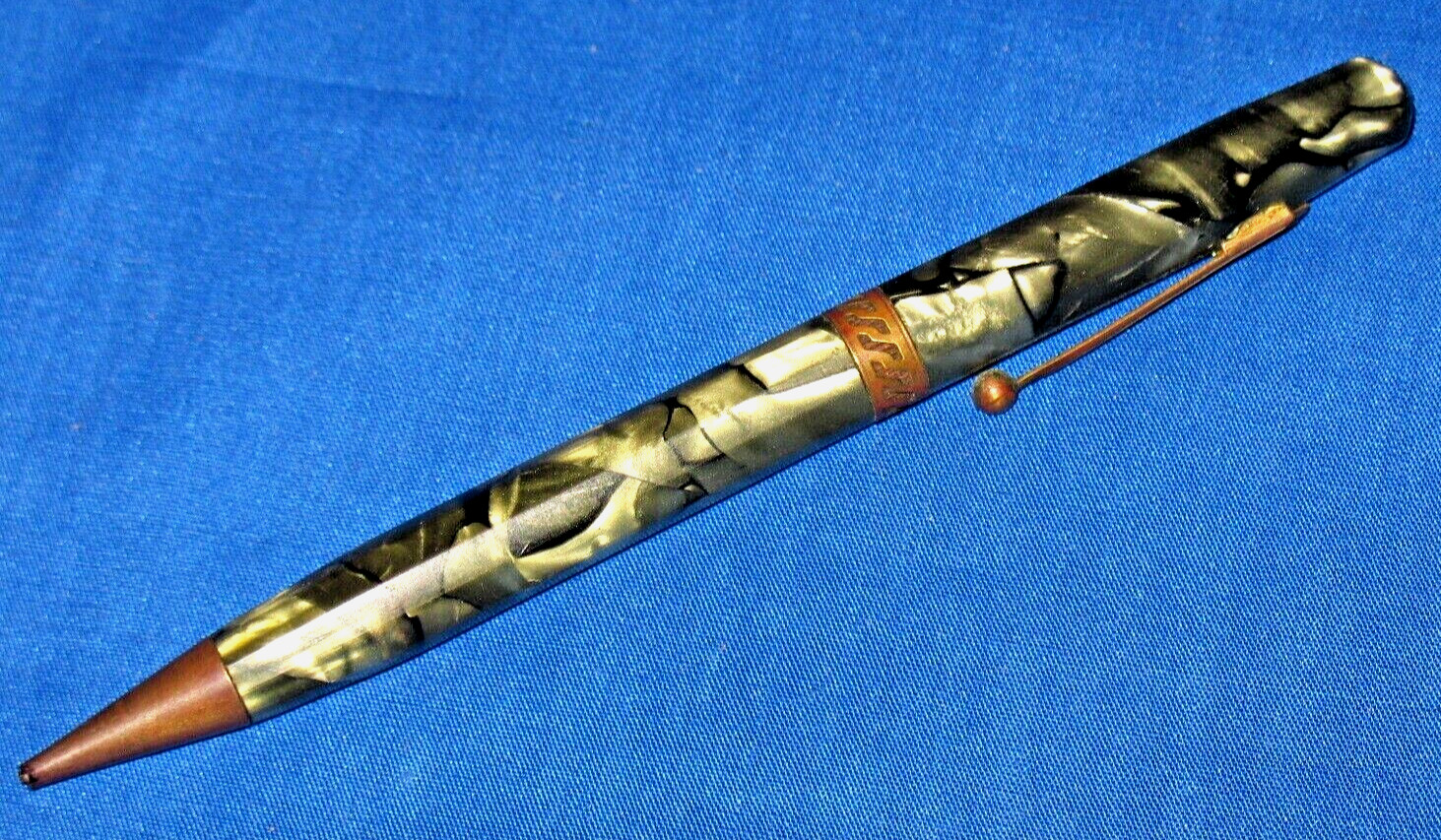 Mechanical Pencil Vintage Marbled Green W/ Eraser, Pocket Clip Clutch Pencil