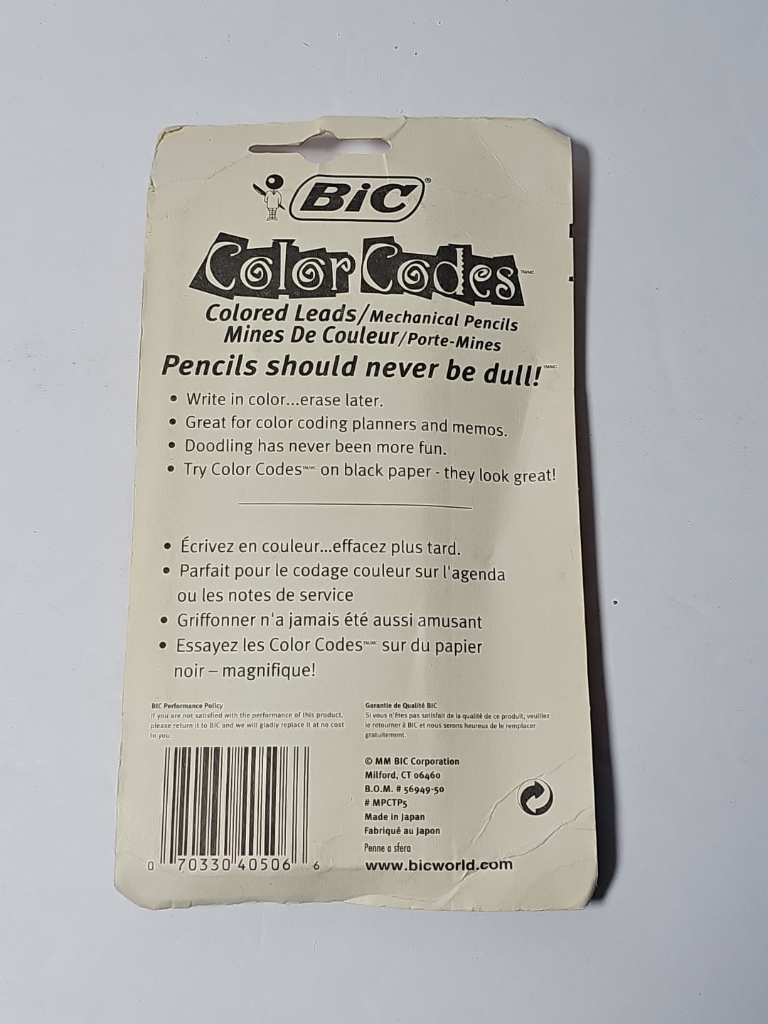 Vintage 2005 BIC Color Codes Mechanical Colored Lead Pencils 0.7mm Pocket Clip
