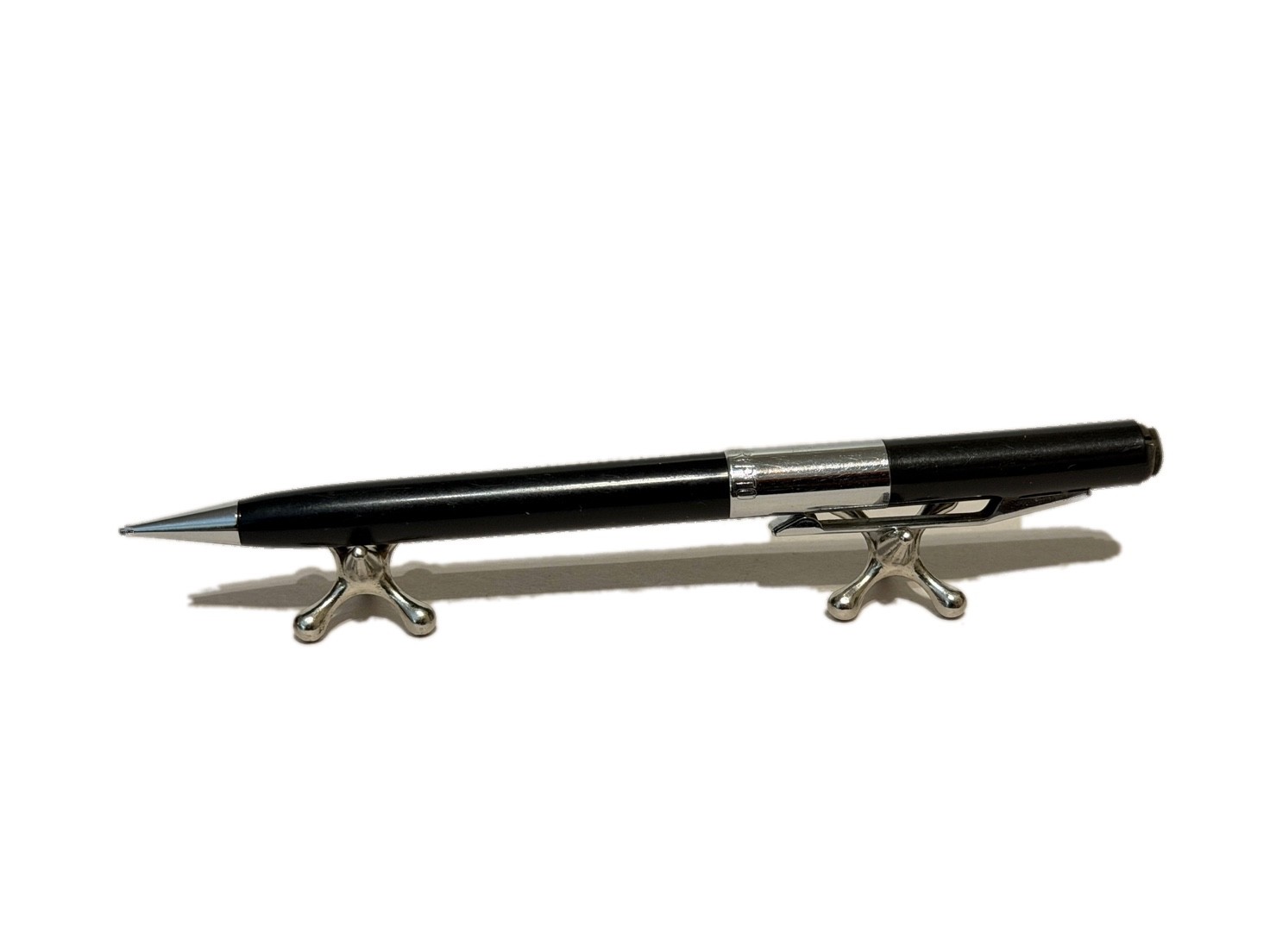 Vintage Scripto Ballpoint Pen Black Chrome Trim Twist Mechanism Made USA