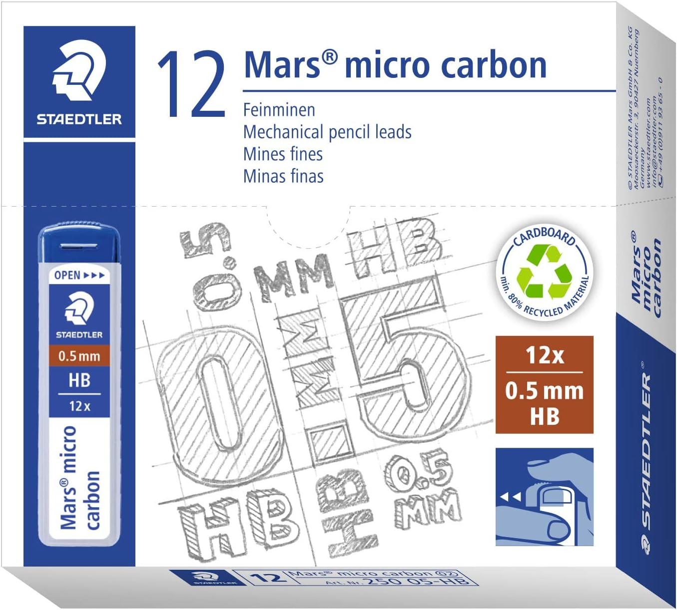 Staedtler Mechanical Pencil Refill Micro Carbon 0.5mm HB