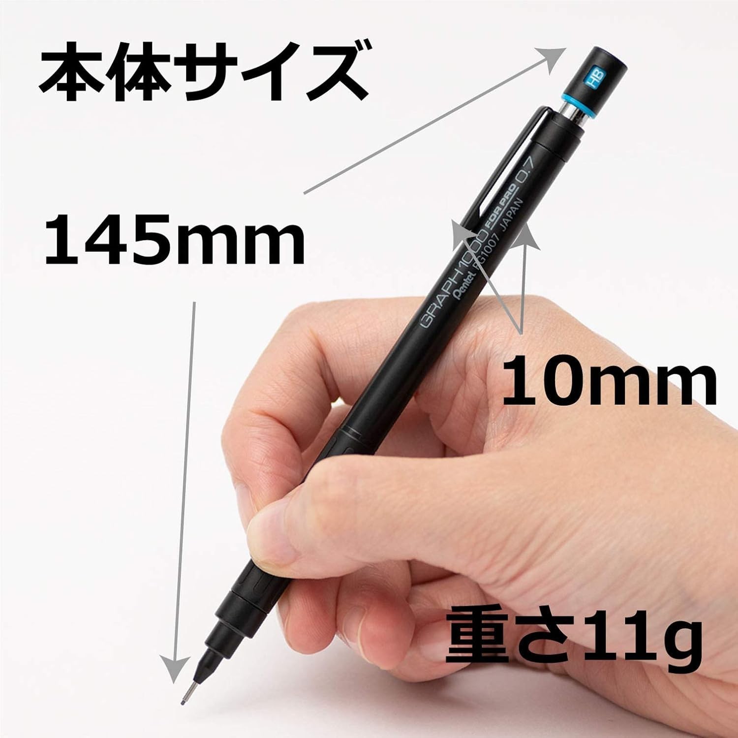 Pentel Mechanical Pencil, Graph 1000 for Pro, for Draft, 0.7mm (PG1007) Black