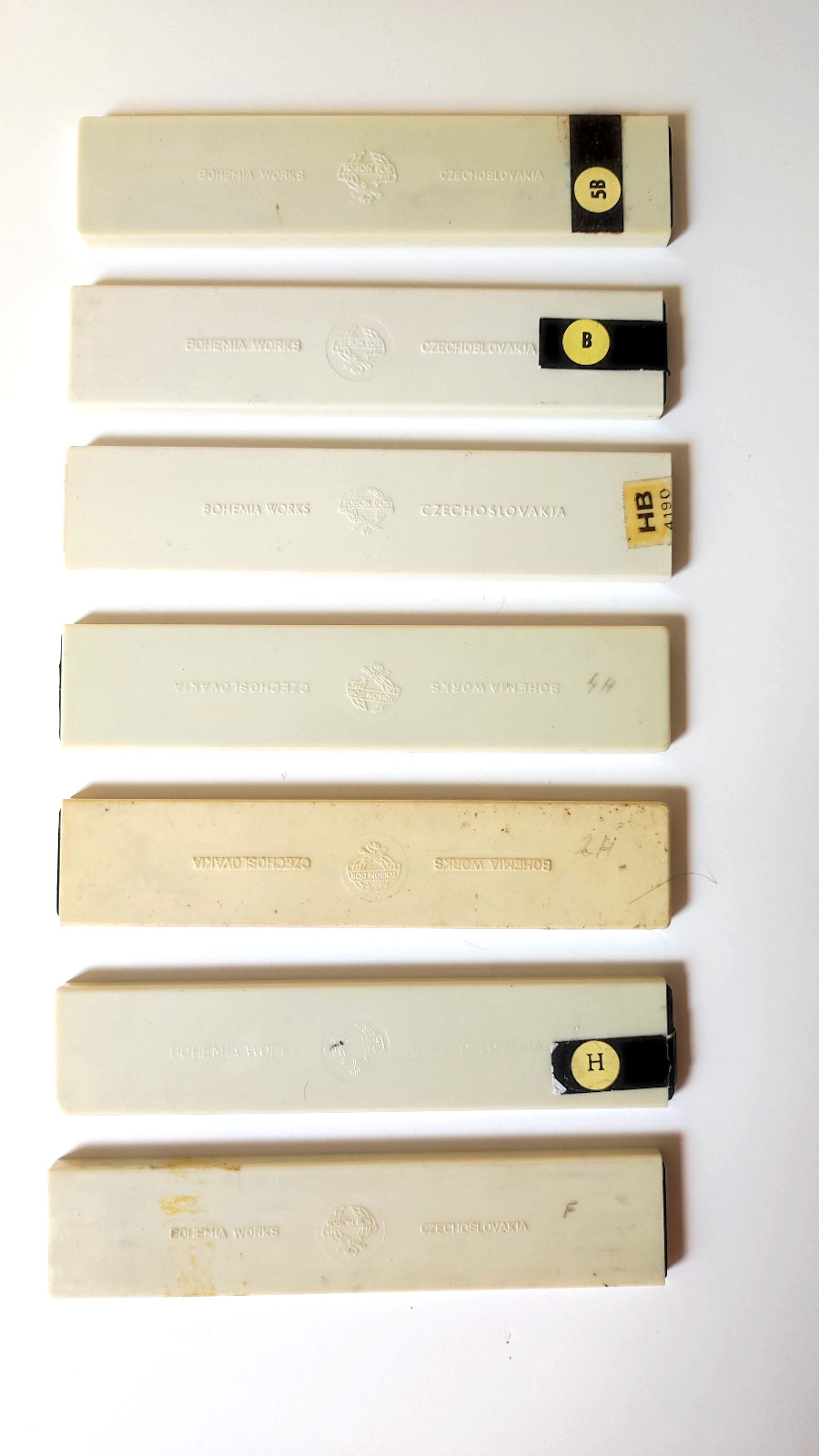BOHEMIA WORKS Pencil Leads 4190 Set of 6 in 6 Plastic Boxes,Czechoslovakia 1970s