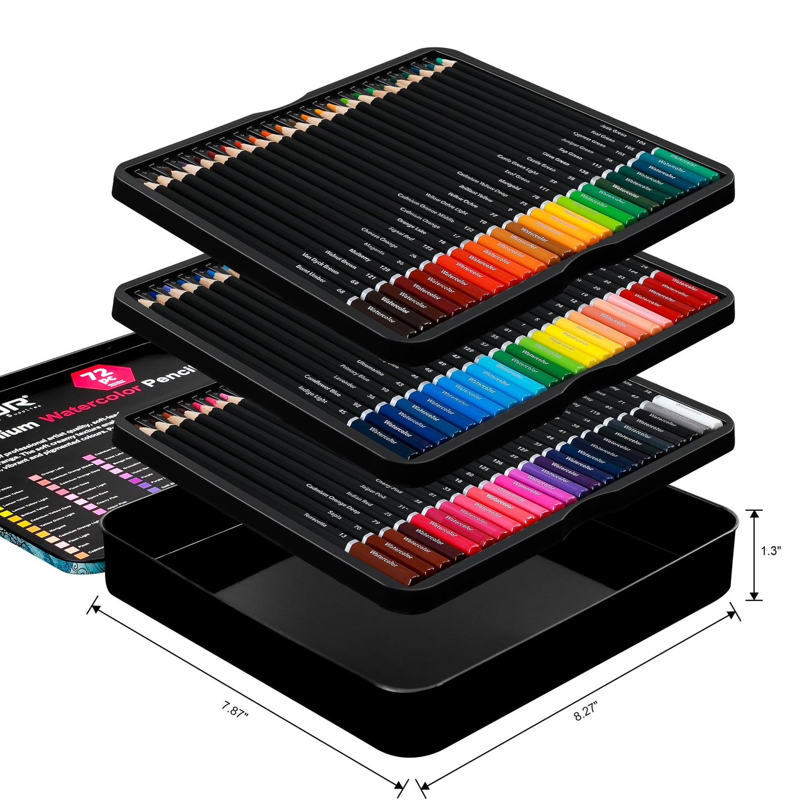 KALOUR Professional Watercolor Pencils with 2 Brush – 72 1 Count (Pack of 72)