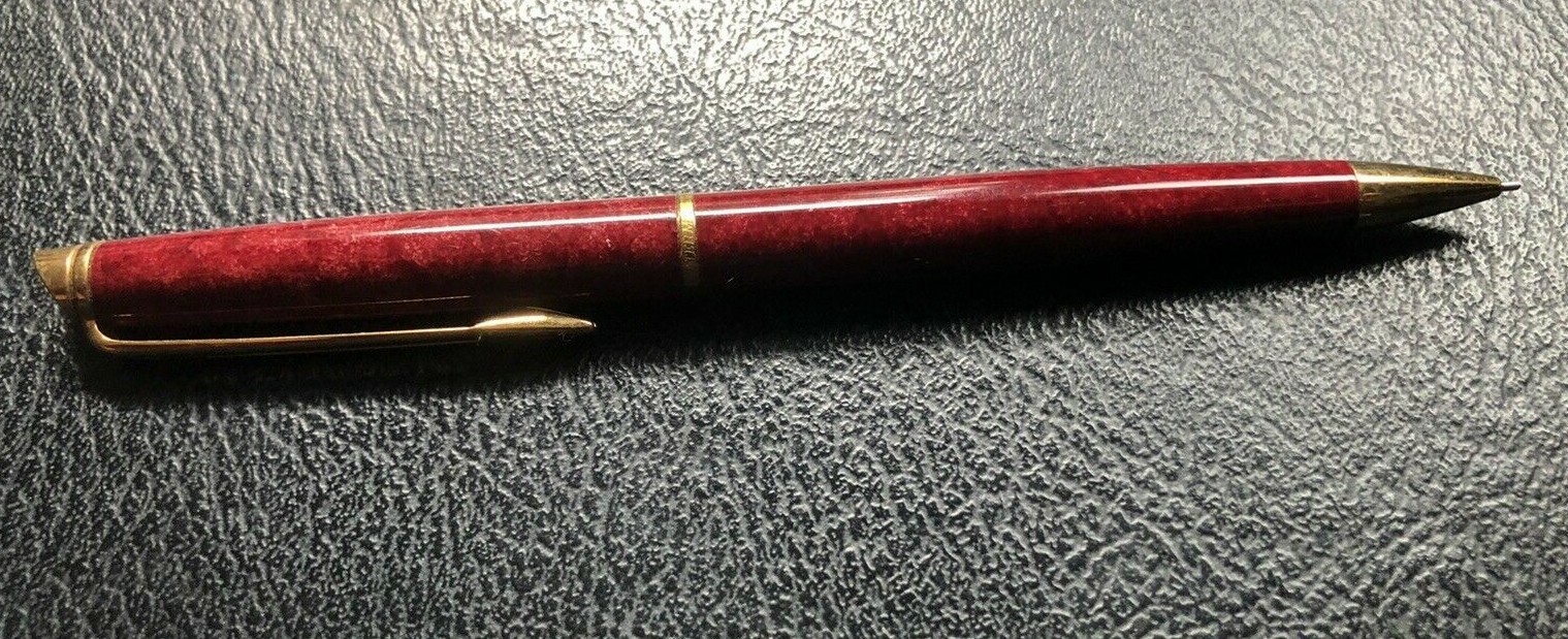 Waterman Mechanical Pencil- Push Top- Red Marble and Gold Trim