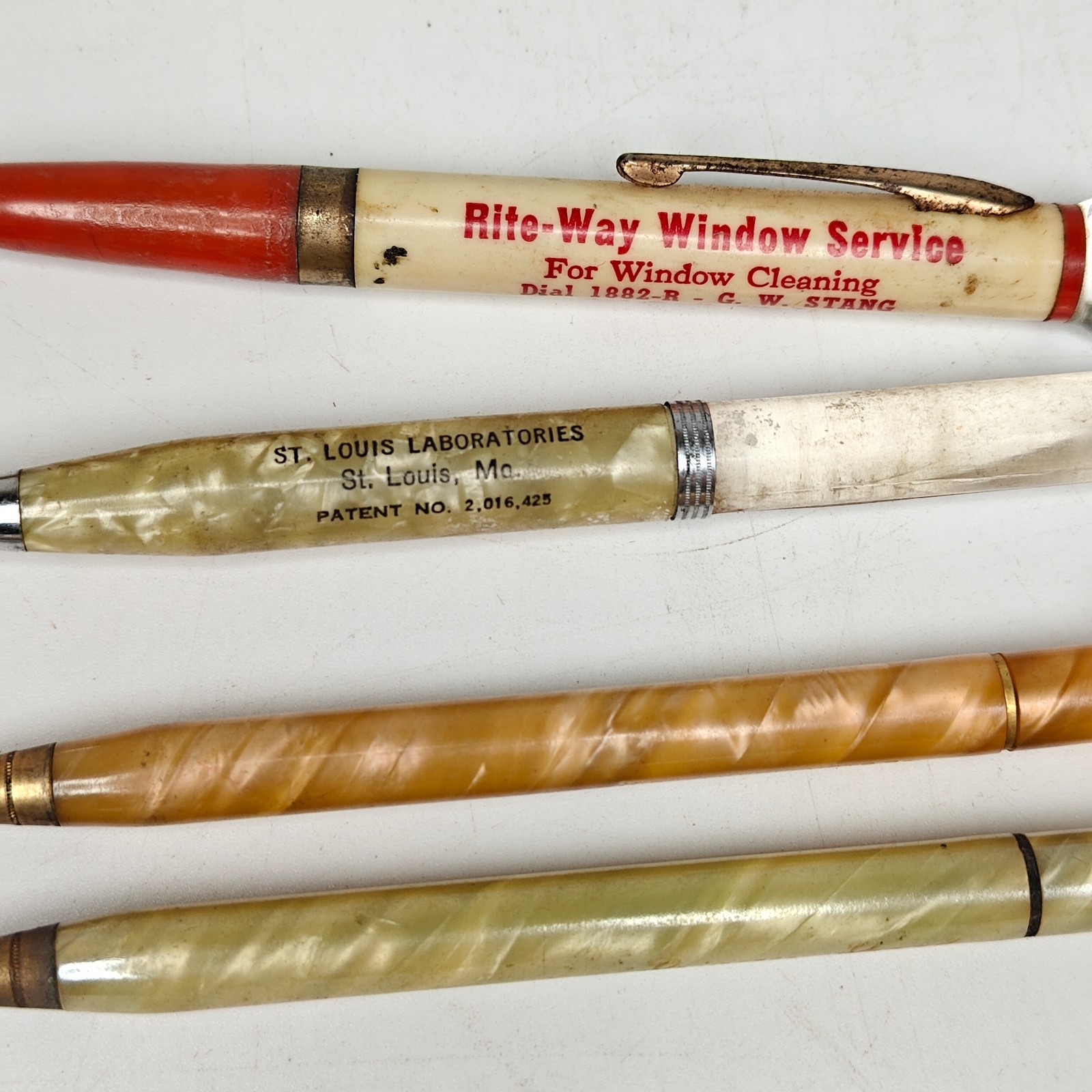 Lot 4 Vintage Advertising Pencils Magniying Phone Dialer Marbled
