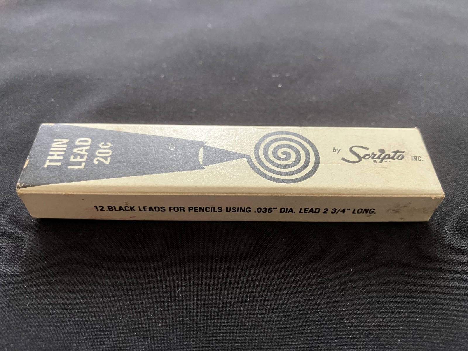 Old Vintage SCRIPTO THIN LEAD 12 pack Black F840 HB Medium Soft Leads .036″