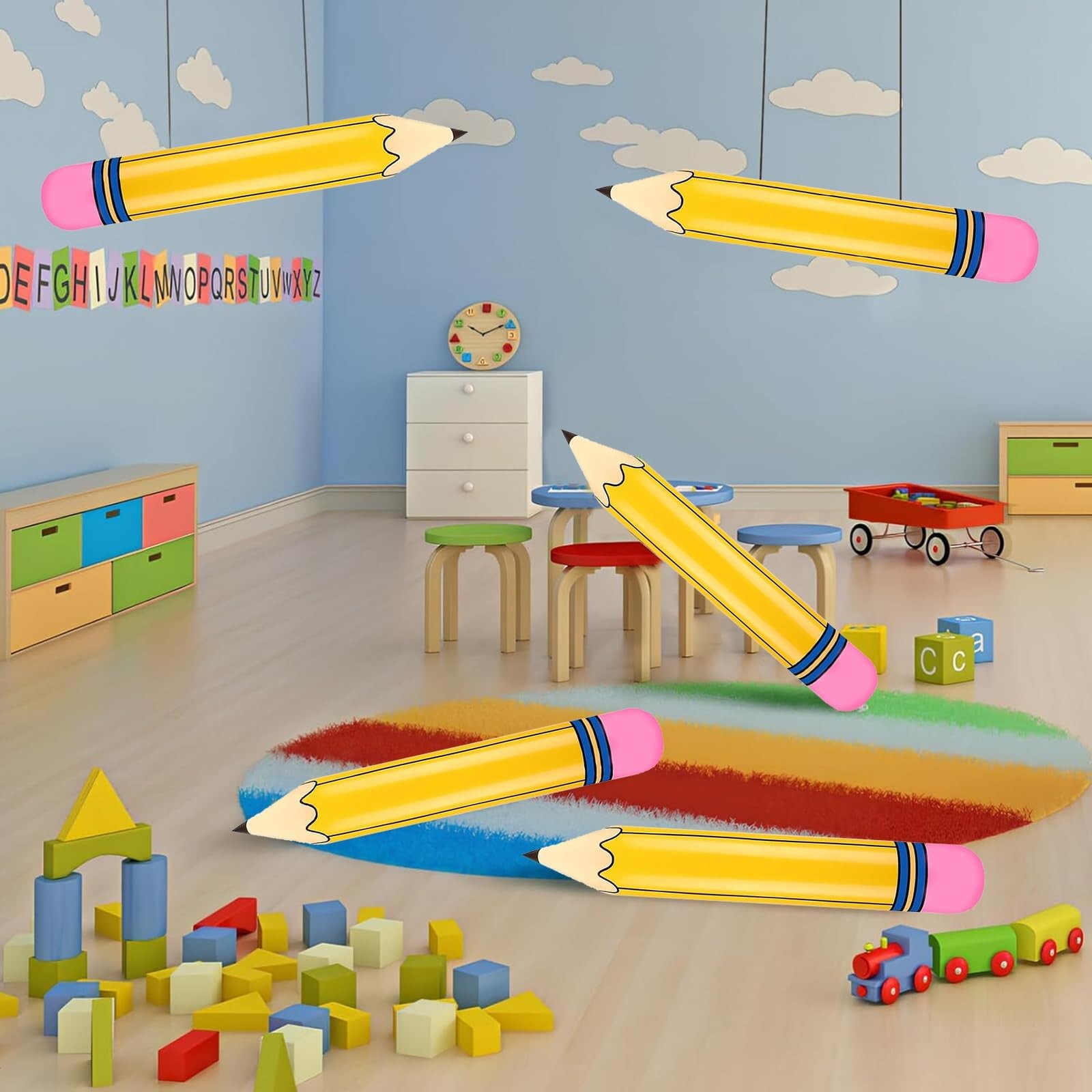 Giant Pencil Balloons Back to Decorations 27’’ Inflatable Yellow Pencil Ballo…